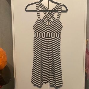 Black and White Striped dress with Belt